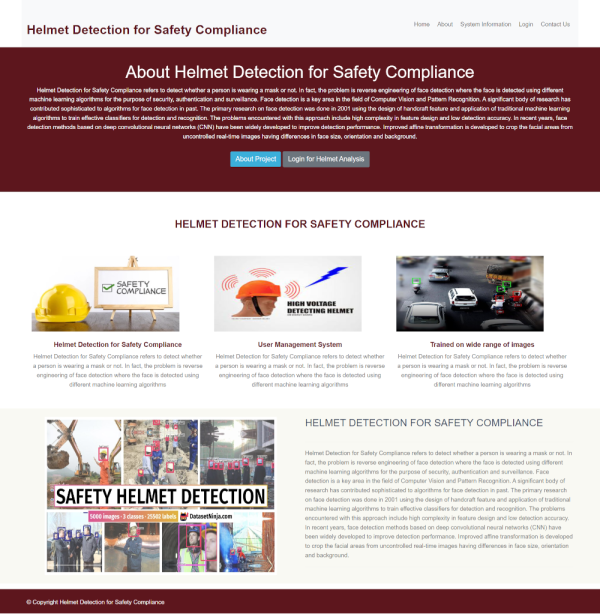 Helmet Detection for Safety Compliance Report Synopsis Source Code