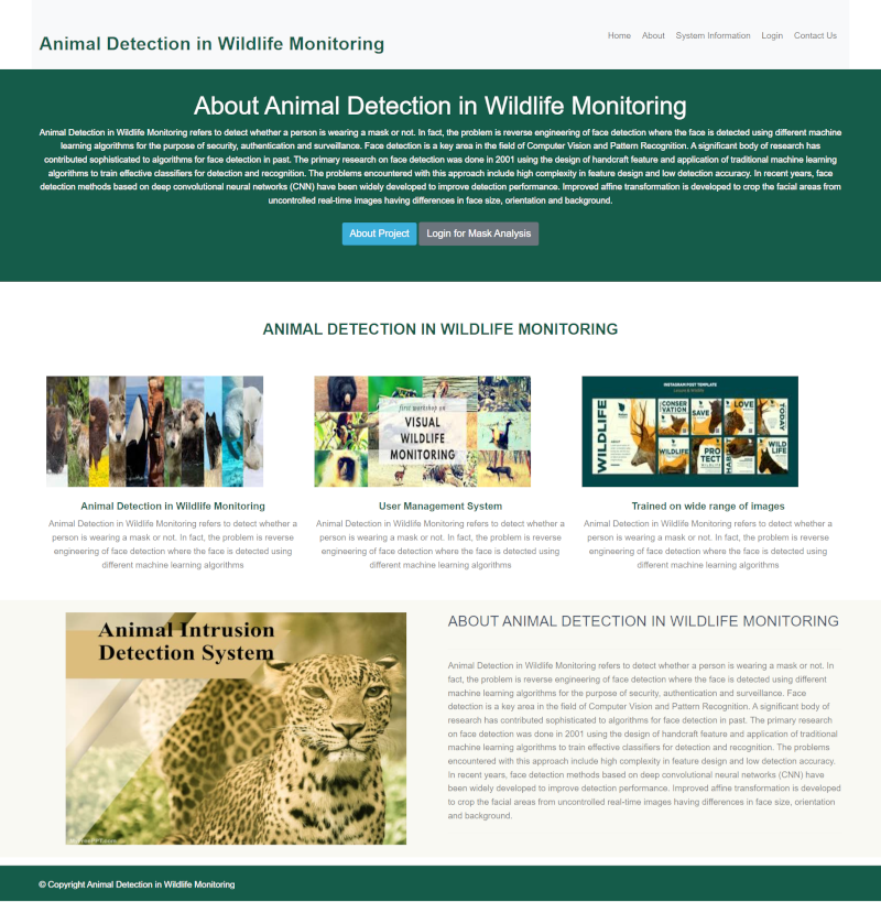 Animal Detection in Wildlife Monitoring- Python Machine Learning AI Project