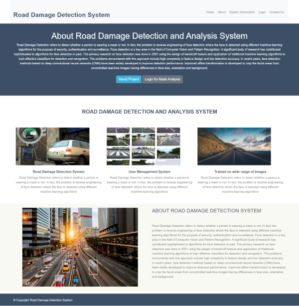 Road Damage Detection System Report Synopsis Source Code