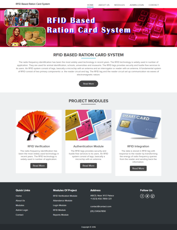 RFID Based Ration Card System Report Synopsis Source Code