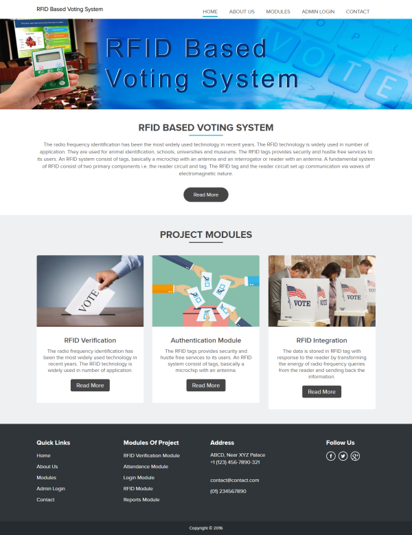 RFID Based Voting System Report Synopsis Source Code