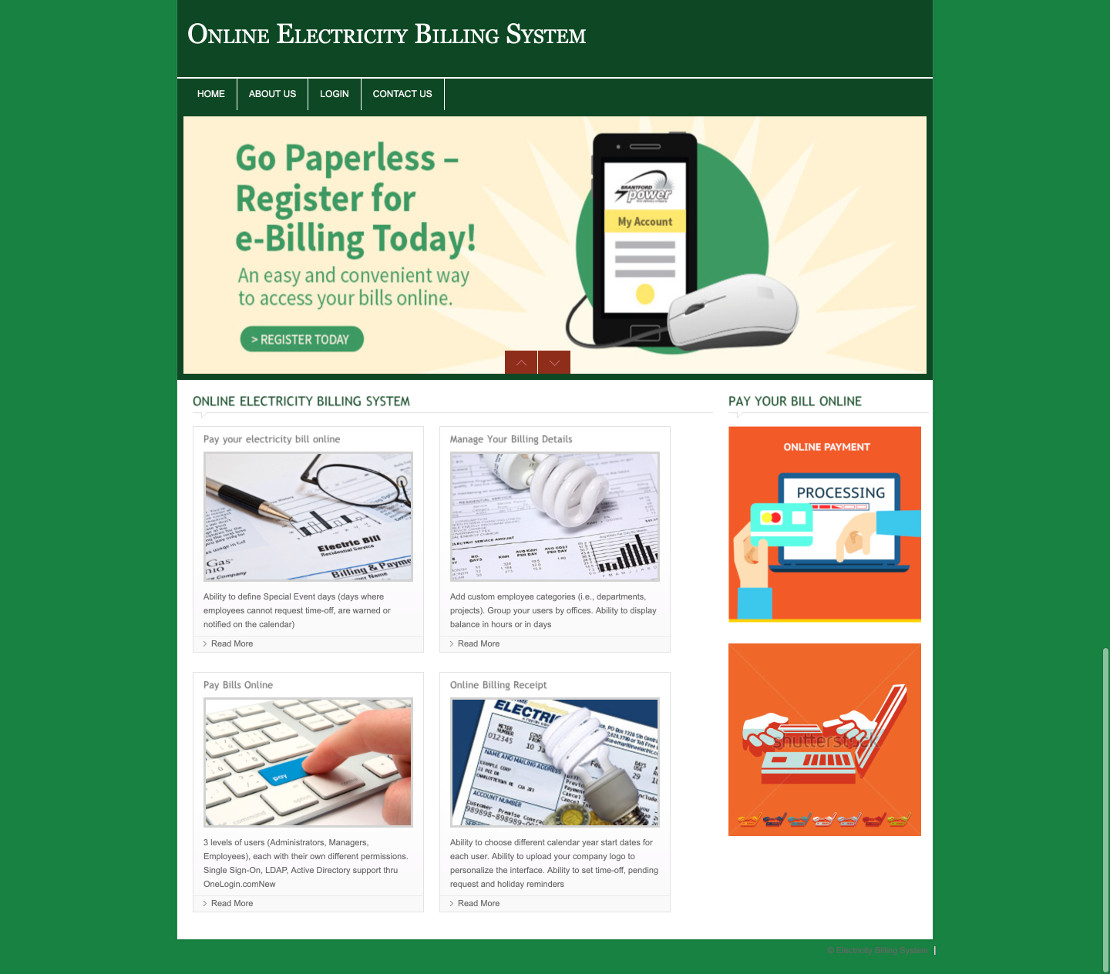 Electricity Billing System- PHP Web Development Mini Project