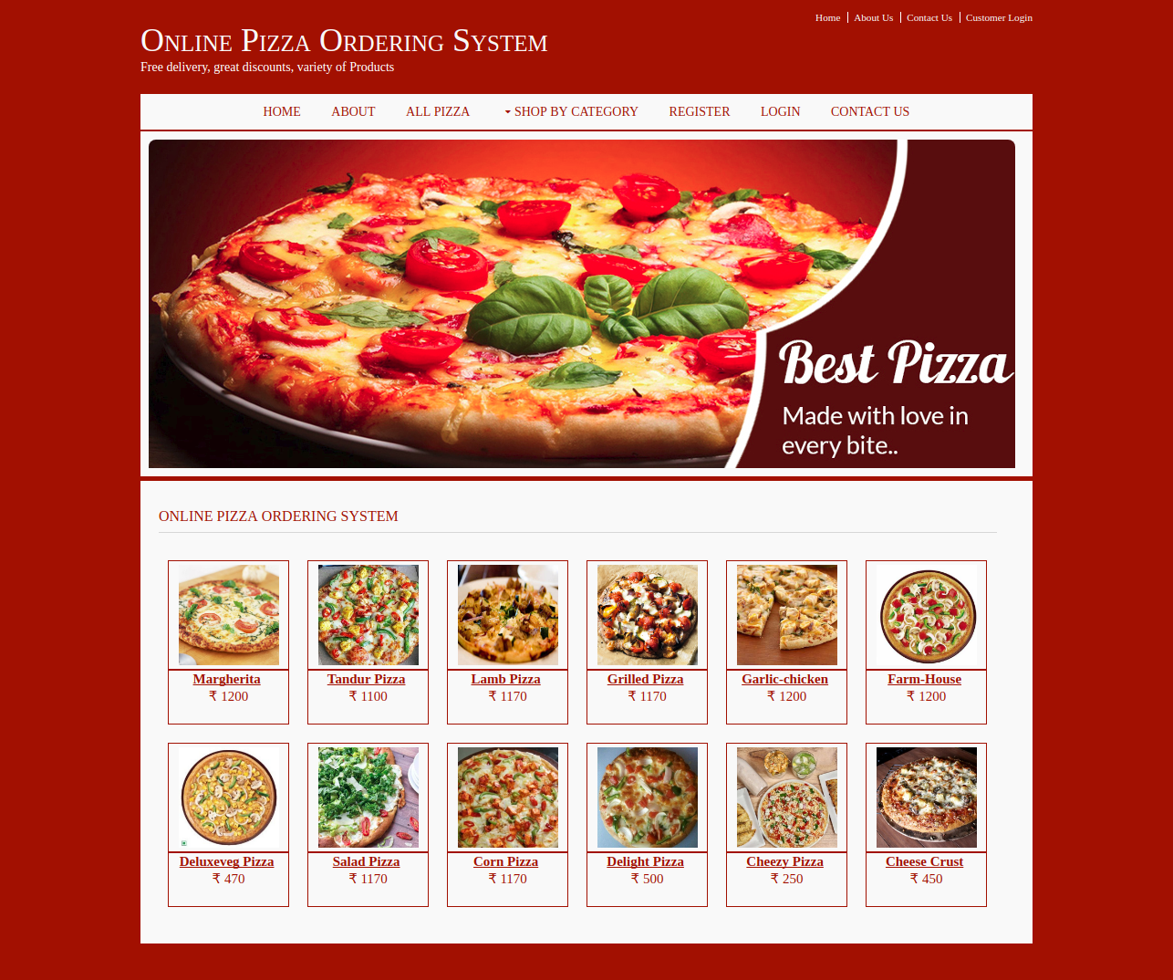 Online Pizza Ordering System