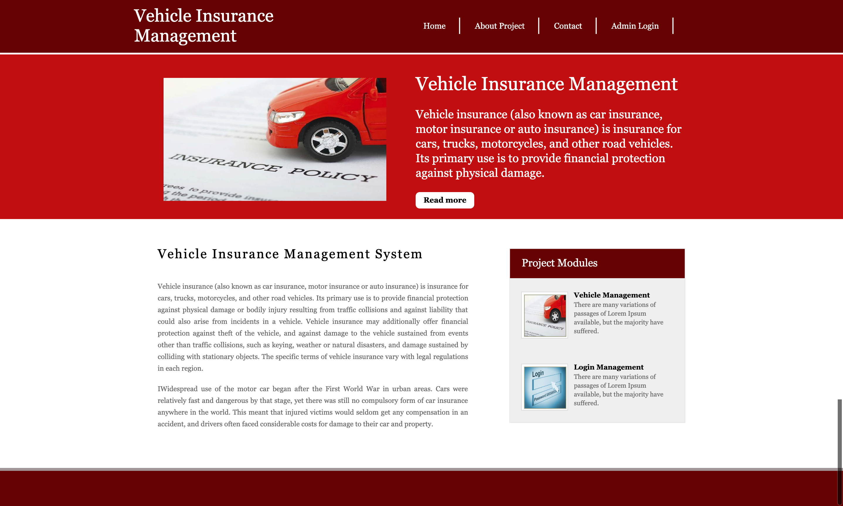 Vehicle Insurance Management System- Python Django Project