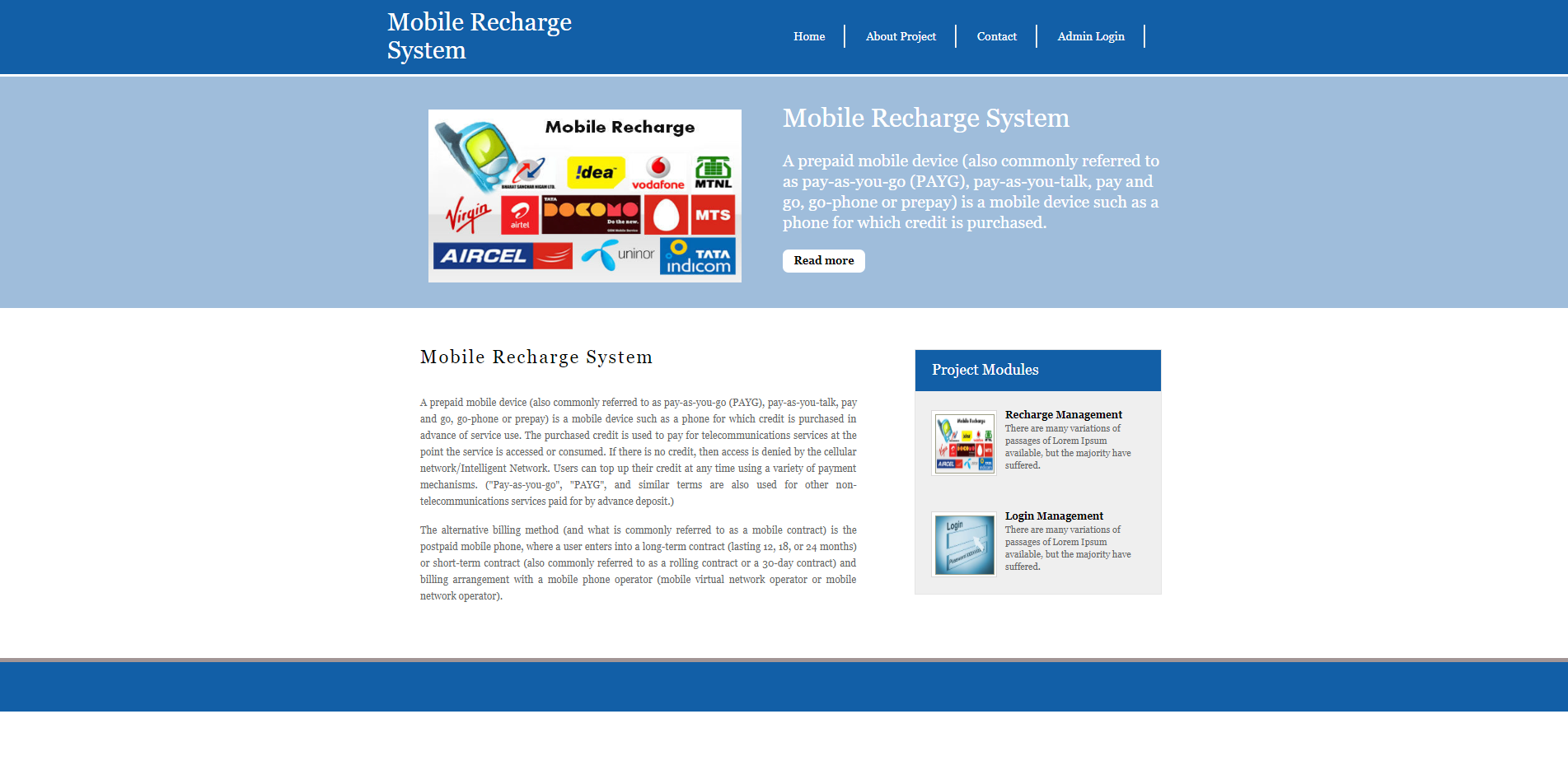 Mobile Recharge System- Python Django Project