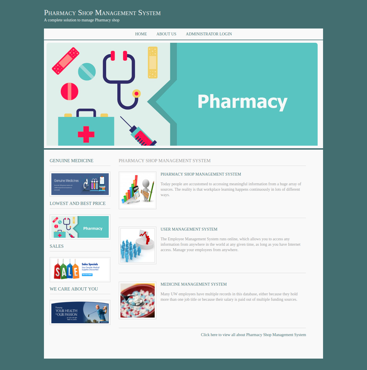 Pharmacy Shop Management System- Java NetBeans MySQL Mini Project