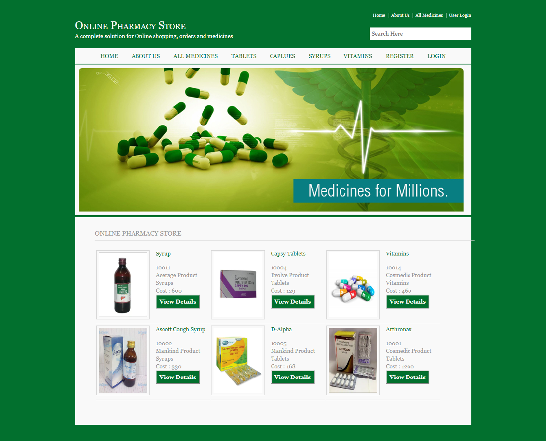 Online Pharmacy Store