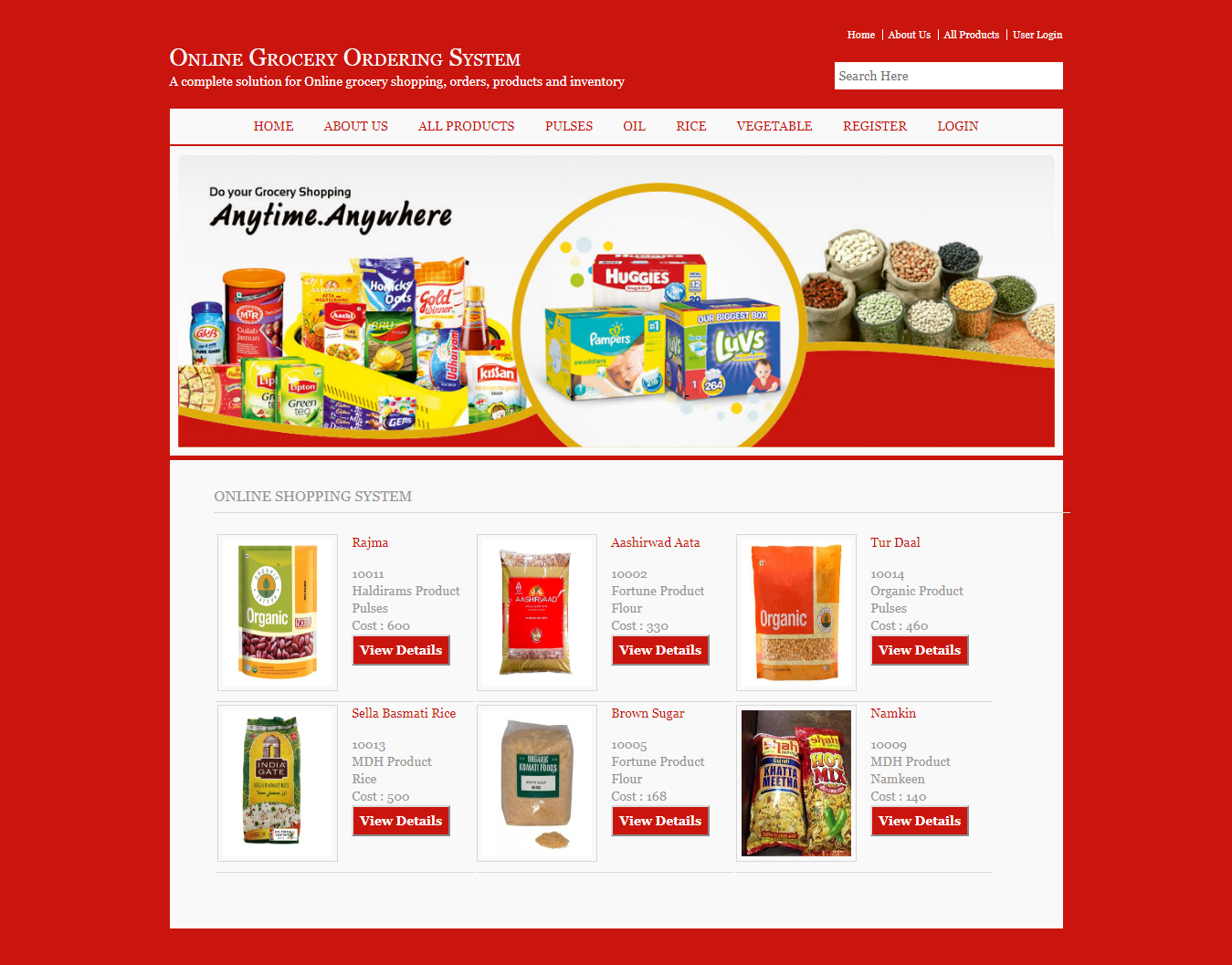 Online Grocery Ordering System