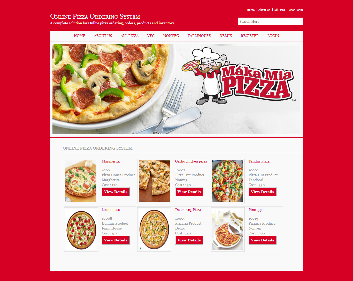 Online Pizza Ordering System