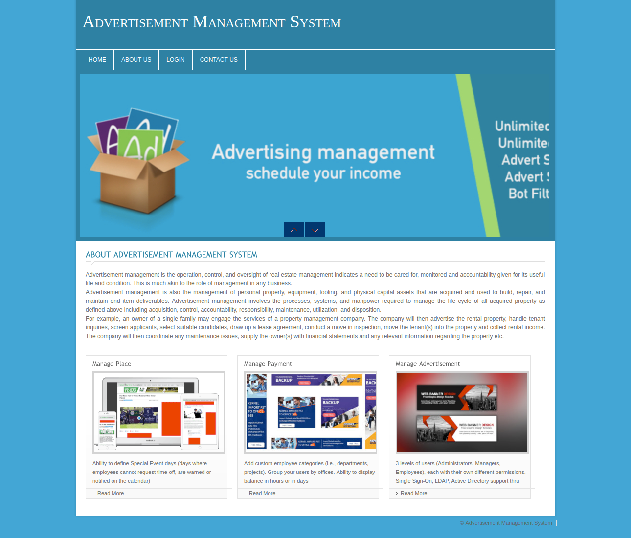 Advertisement Management System- PHP Web Development Project