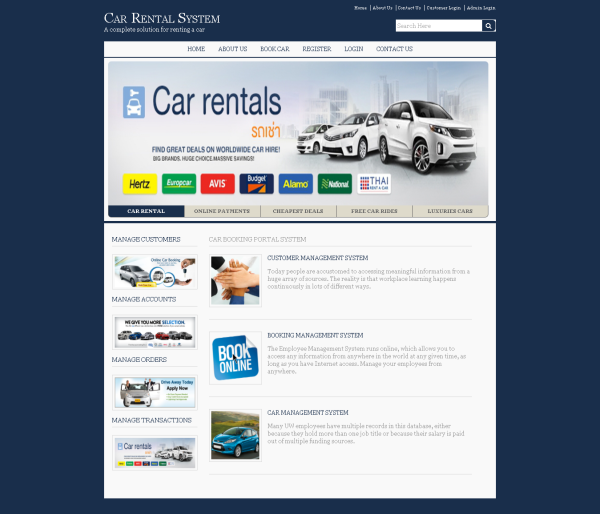 Online Car Rental System Report Synopsis Source Code