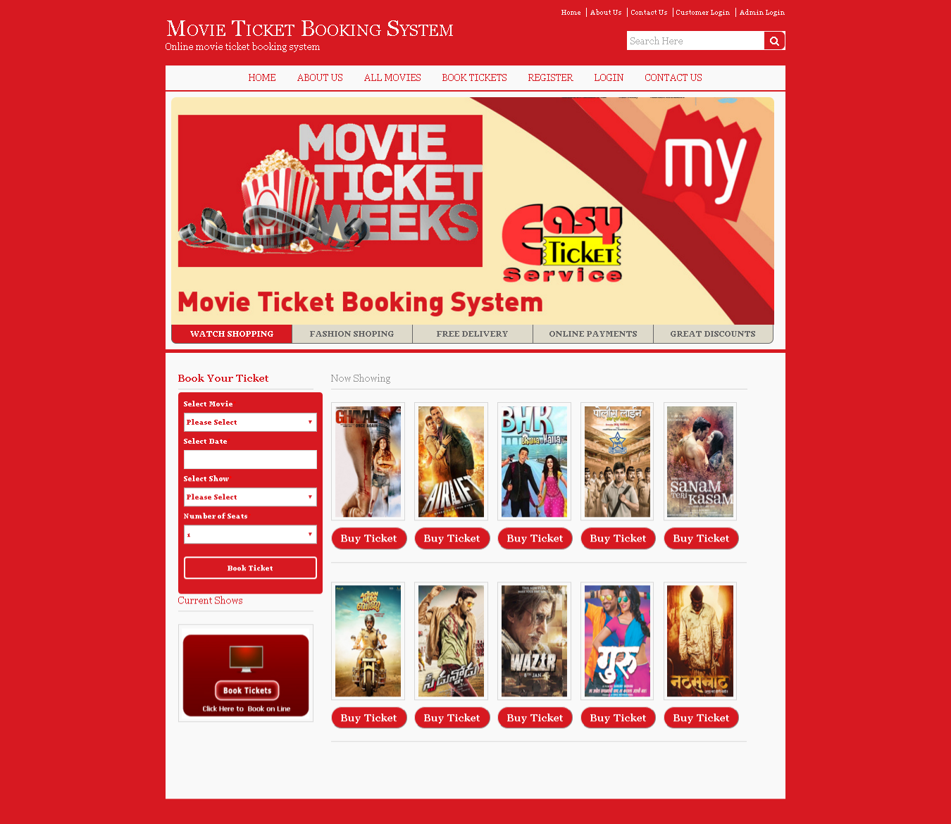 Movie Ticket Booking System- Java NetBeans MySQL Project