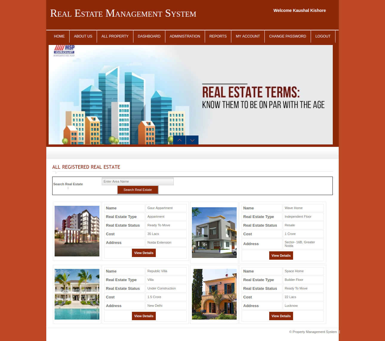 Real Estate Management System- PHP Web Development System