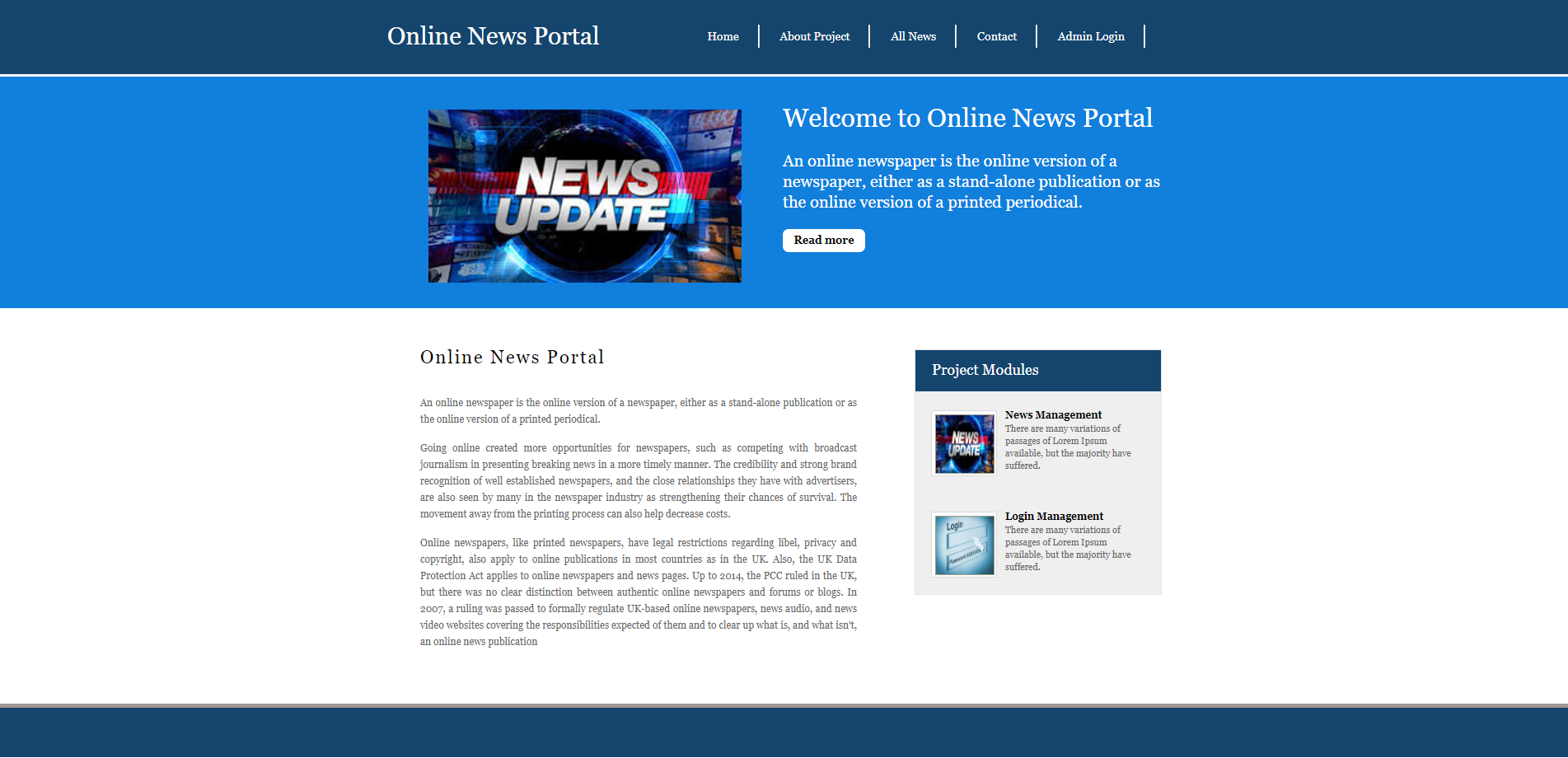 Online News Portal- Python Django Project