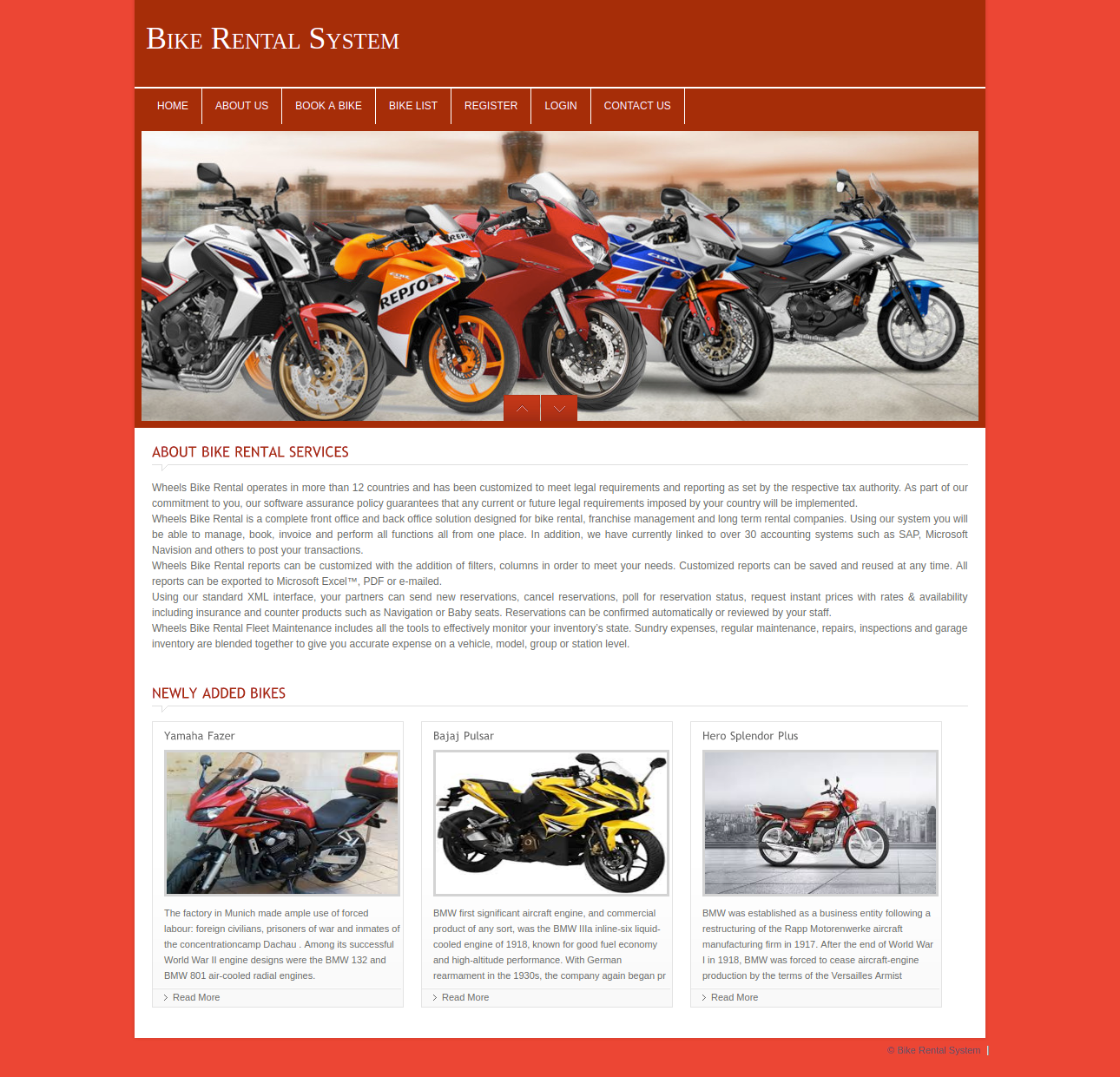 Bike Rental System- PHP Web Development Project