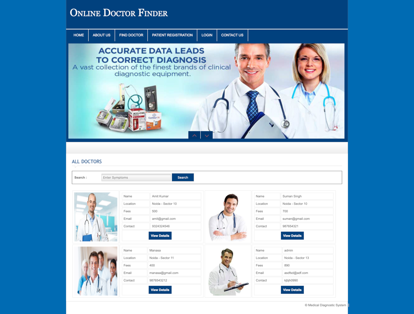 Online Doctor Finder- PHP Web Development Project