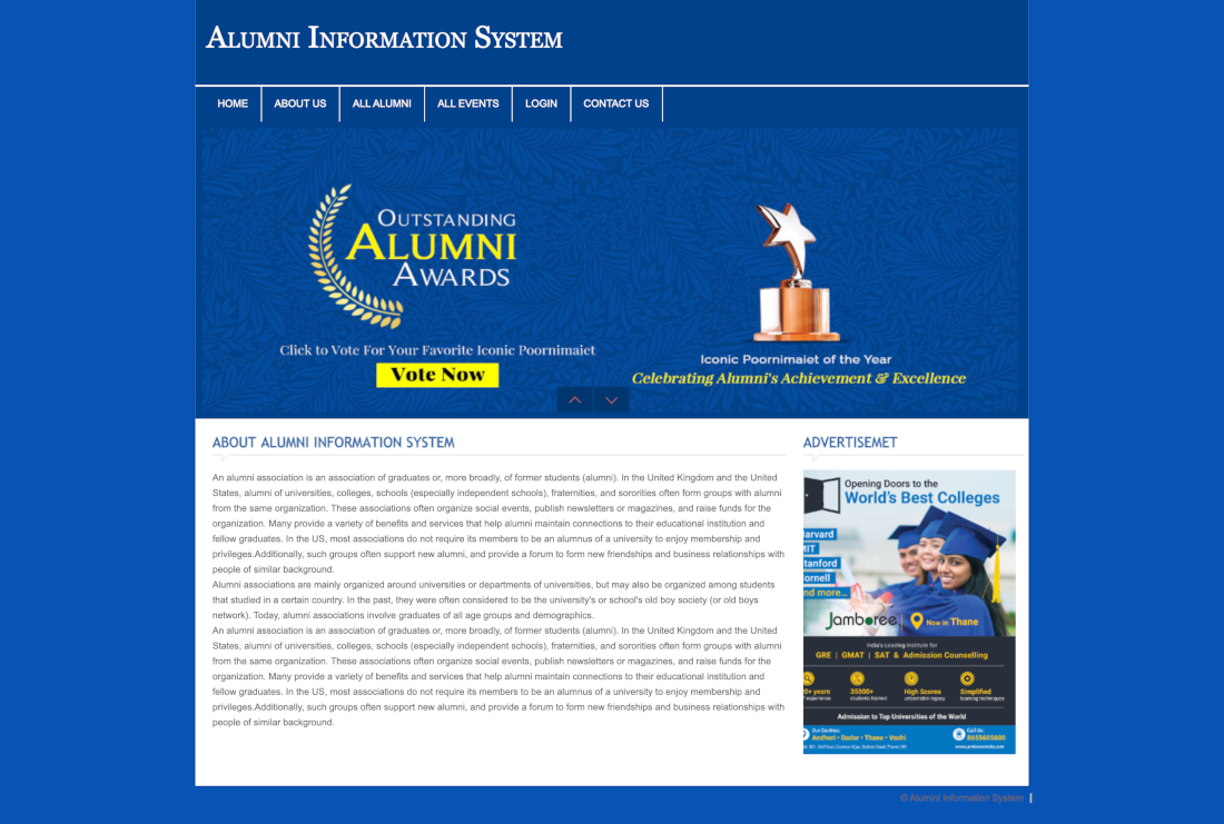 Alumni Information System- PHP Web Development Project