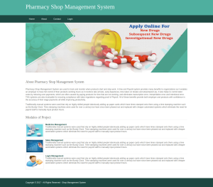 Pharmacy Shop Management System Report Synopsis Source Code