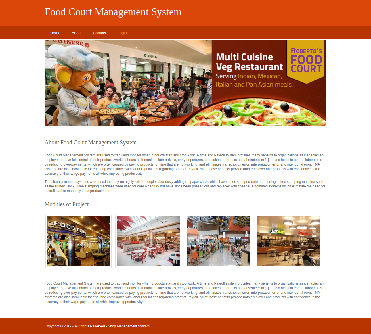 Food Court Management System- Python Django Project