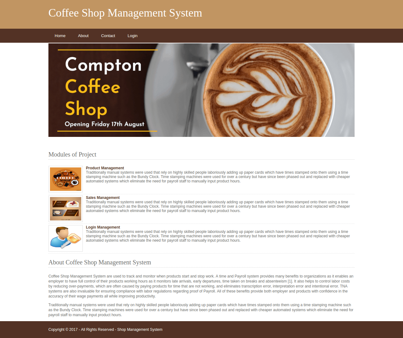 Coffee Shop Management System- Python Django Project