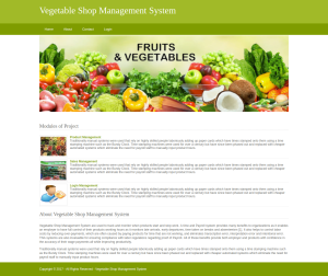 Vegetable Shop Management System Report Synopsis Source Code