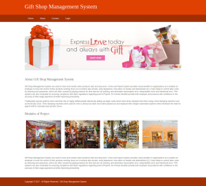 Gift Shop Management System Report Synopsis Source Code