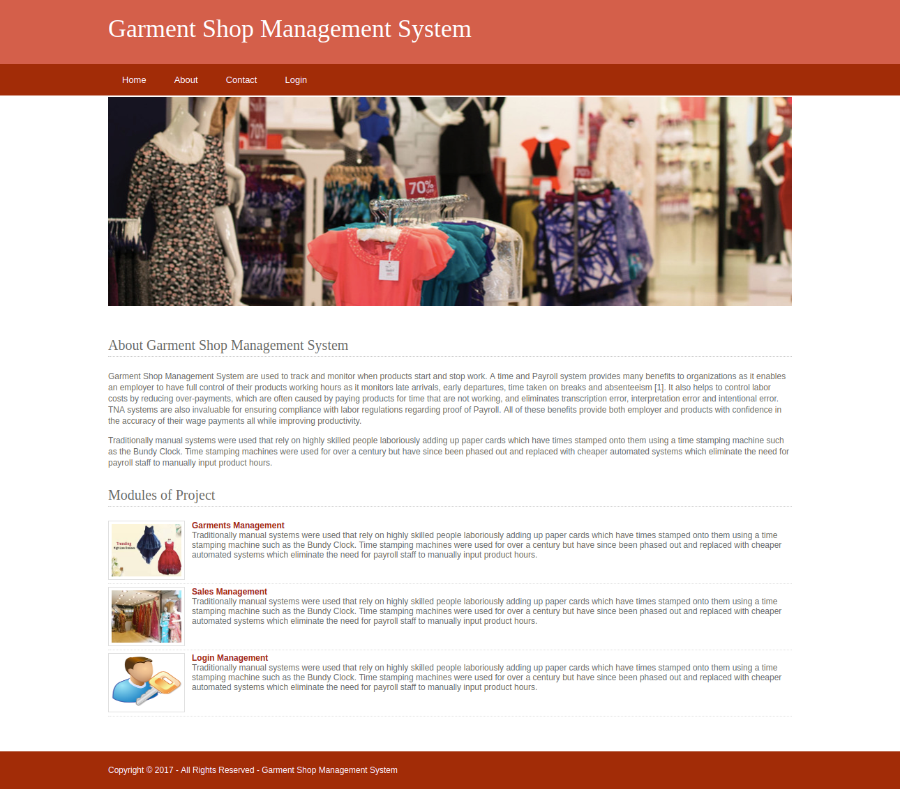 Garment Shop Management System- Python Django Project