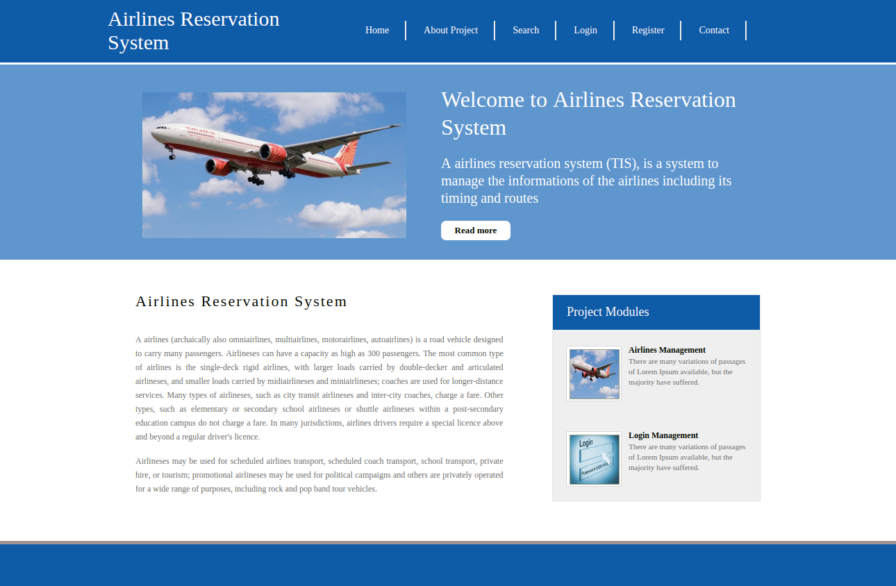 Airlines Reservation System- Python Django Project