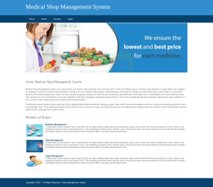 Medical Shop Management System Report Synopsis Source Code