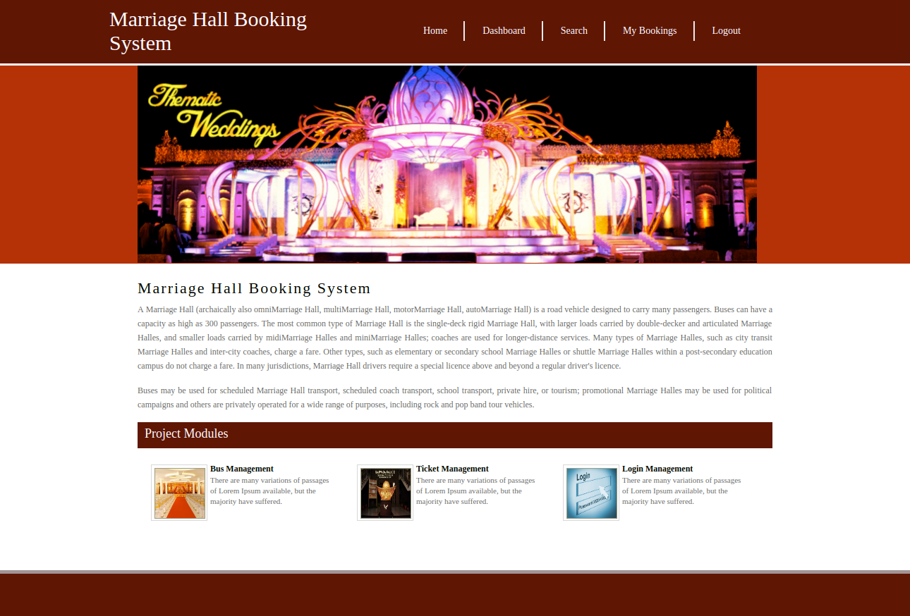 Marriage Hall Booking System- Python Django Project