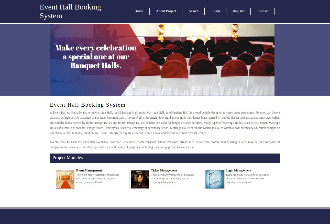 Event Hall Booking System- Python Django Project