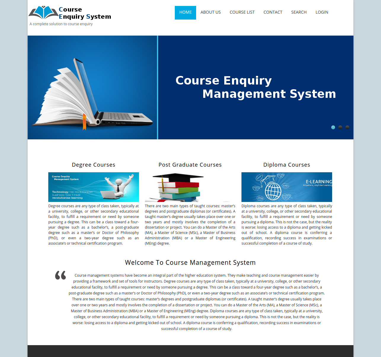 Course Enquiry System- PHP Web Development Project