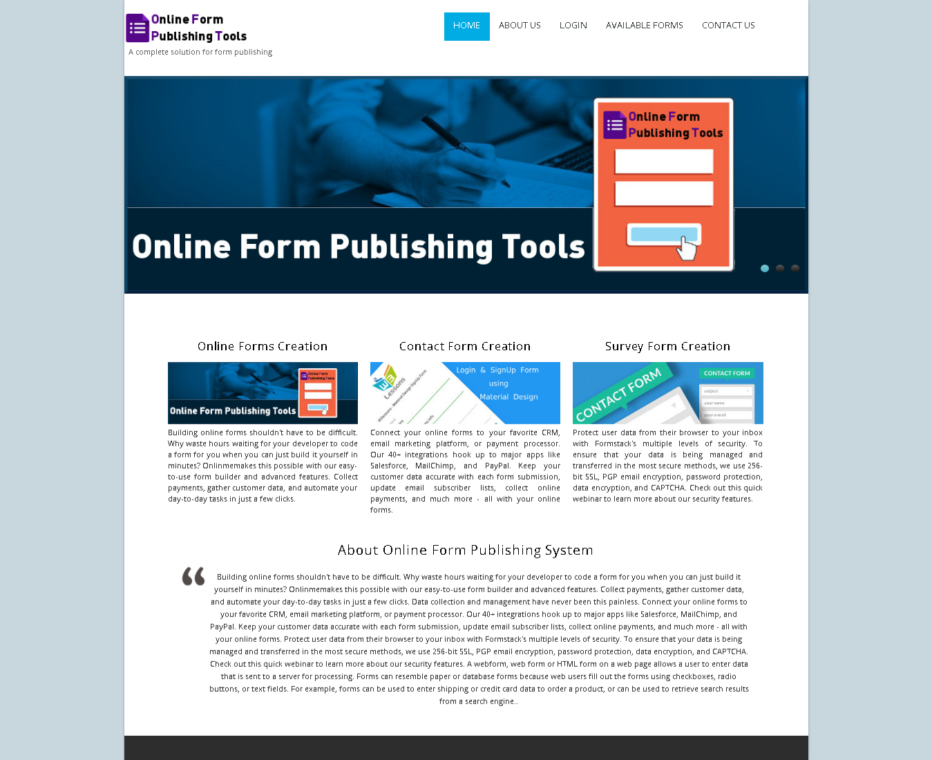 Online Form Publishing System- PHP Web Development Project