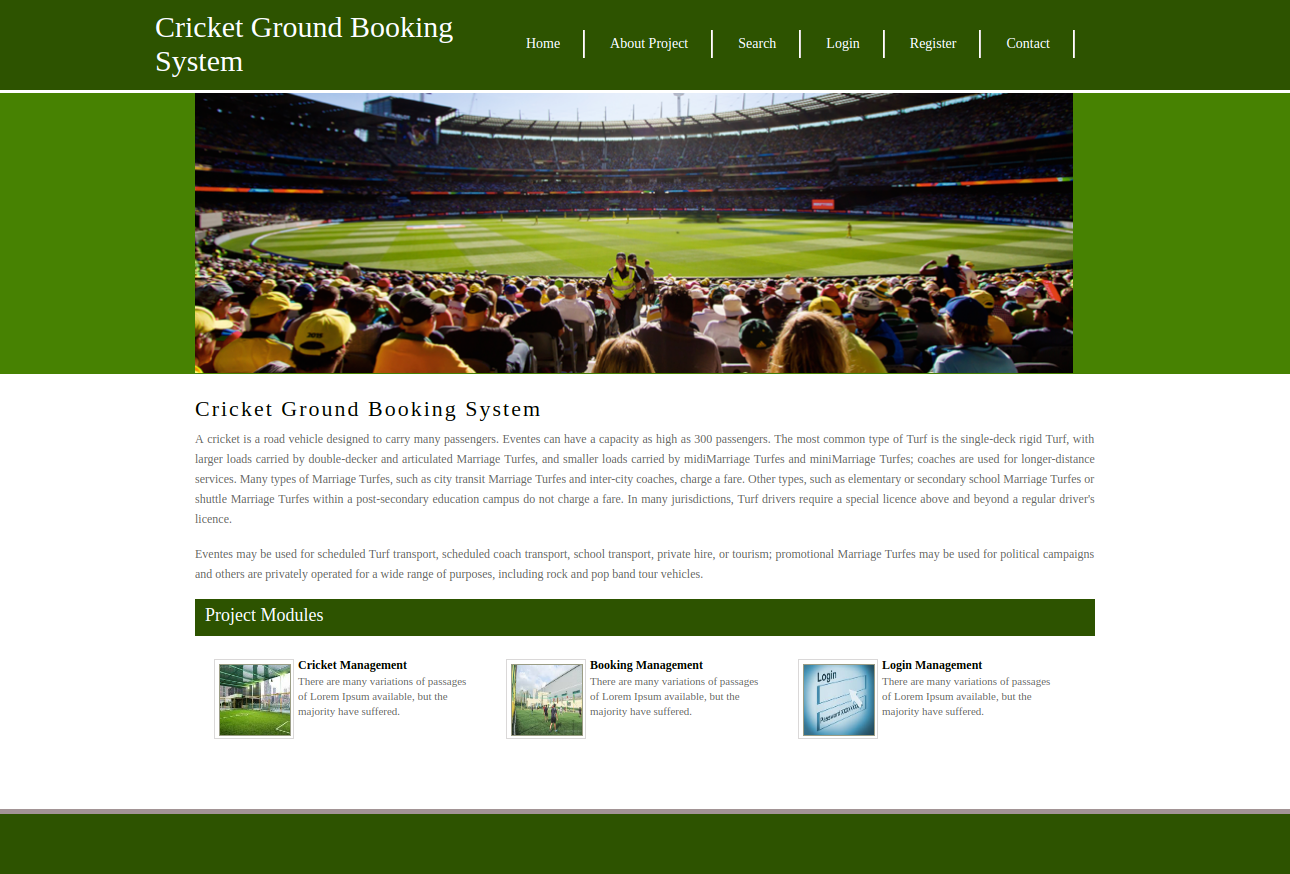 Cricket Ground Booking System- Python Django Project