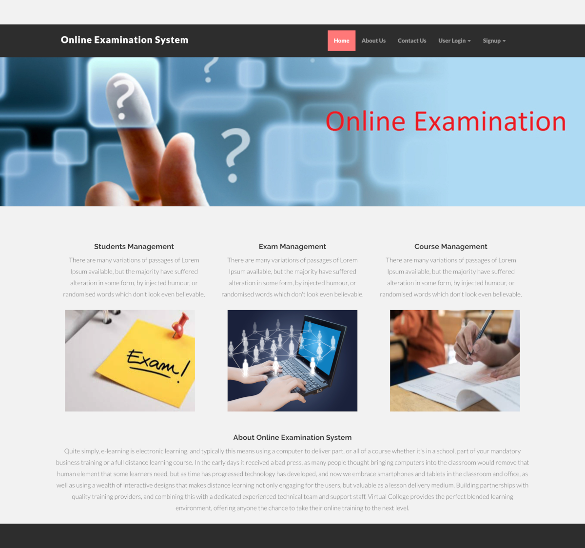 Online Examination System- PHP Web Development Project