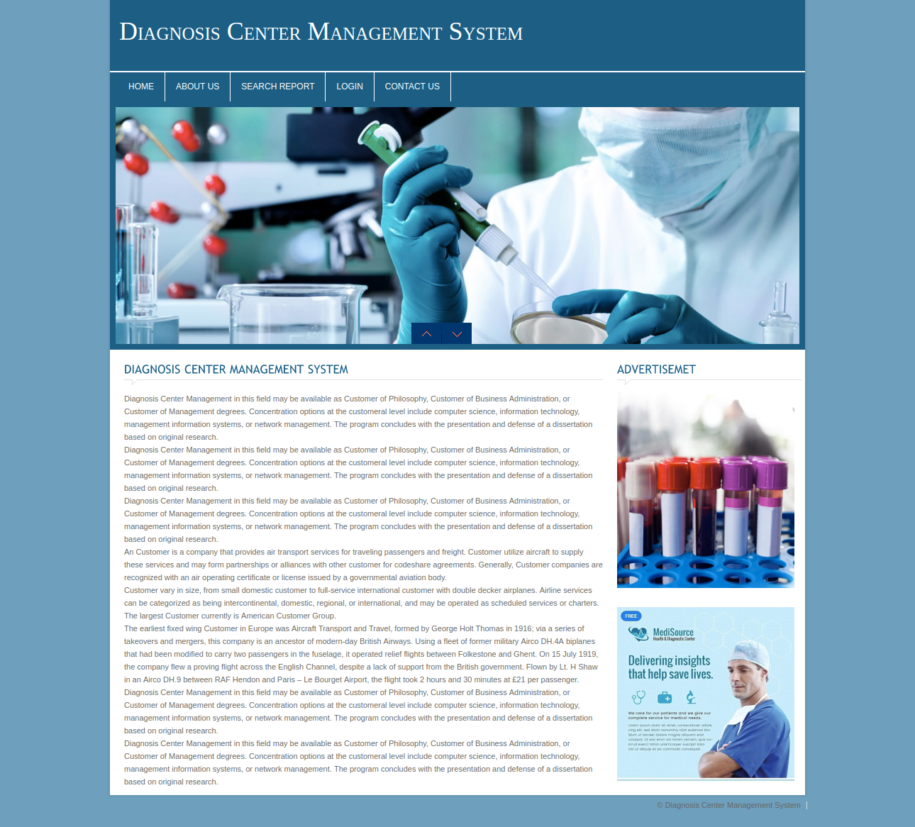 Diagnosis Center Management System- PHP Web Development Project