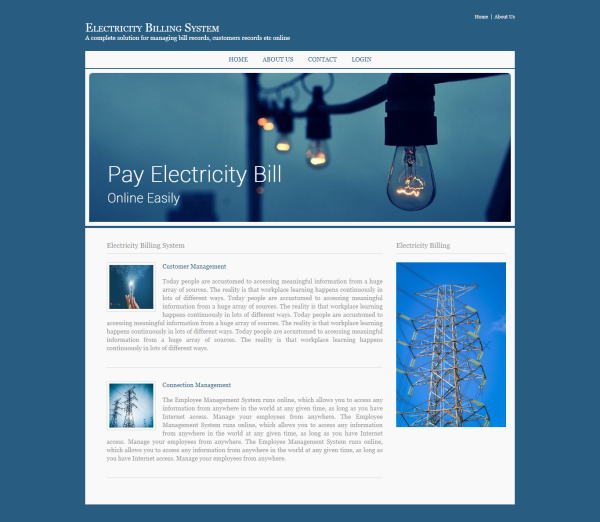 Electricity Billing System Report Synopsis Source Code