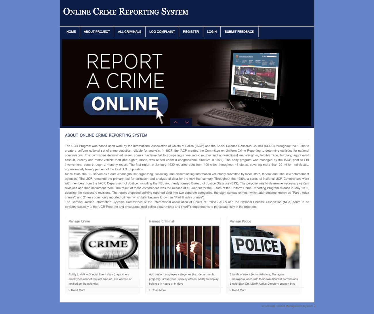 Online Crime Report- PHP Web Development Project