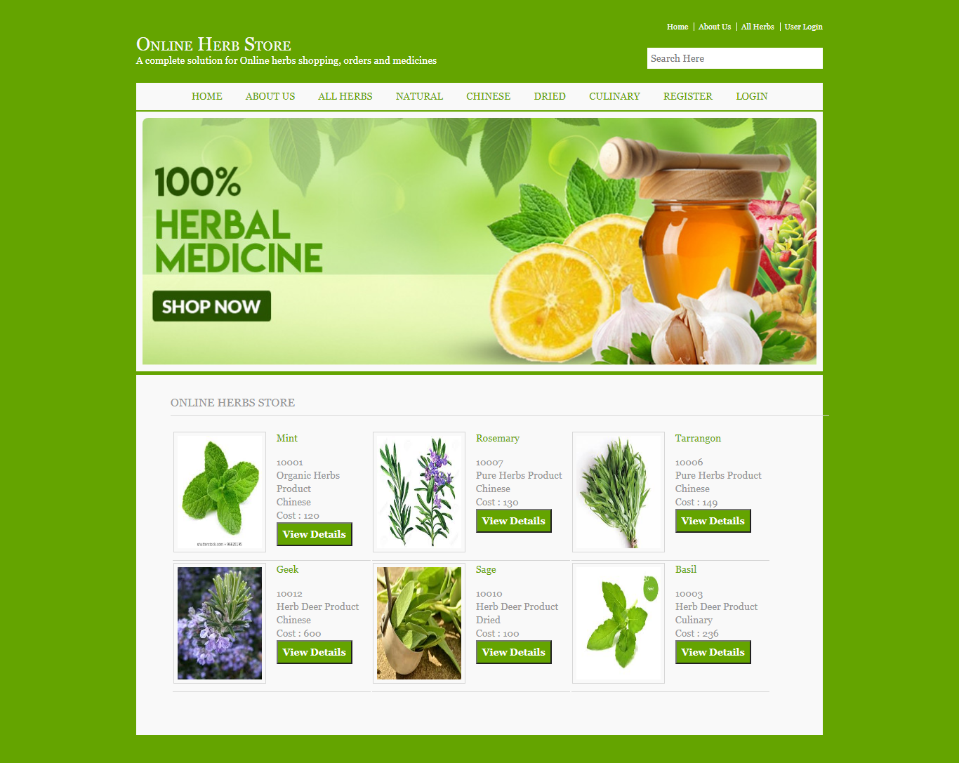 Online Herbs Store