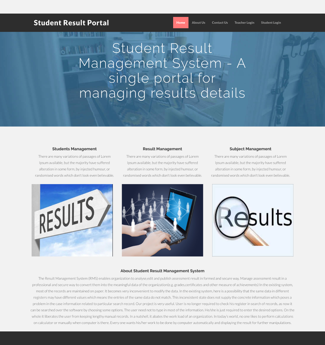 Student Result Portal- PHP Web Development Project