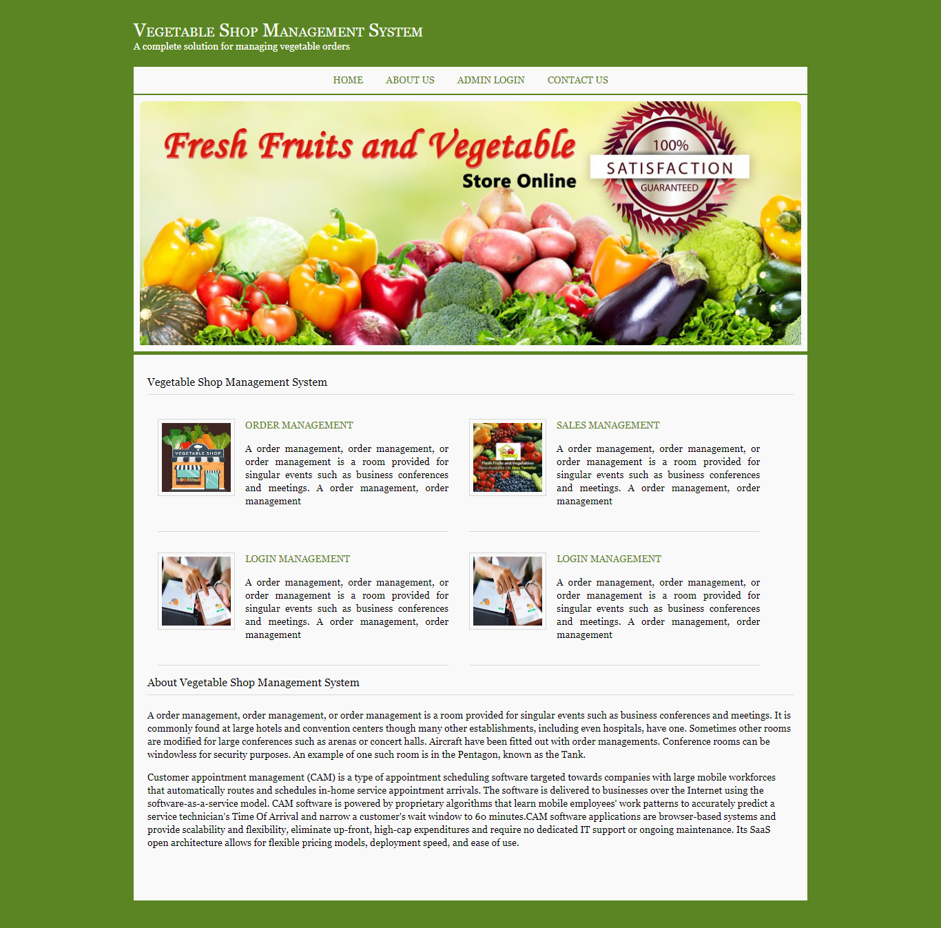 Vegetable Shop Management System