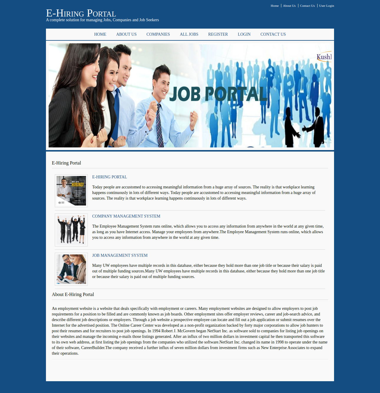 E-Hiring Portal- Java NetBeans MySQL Mini Project