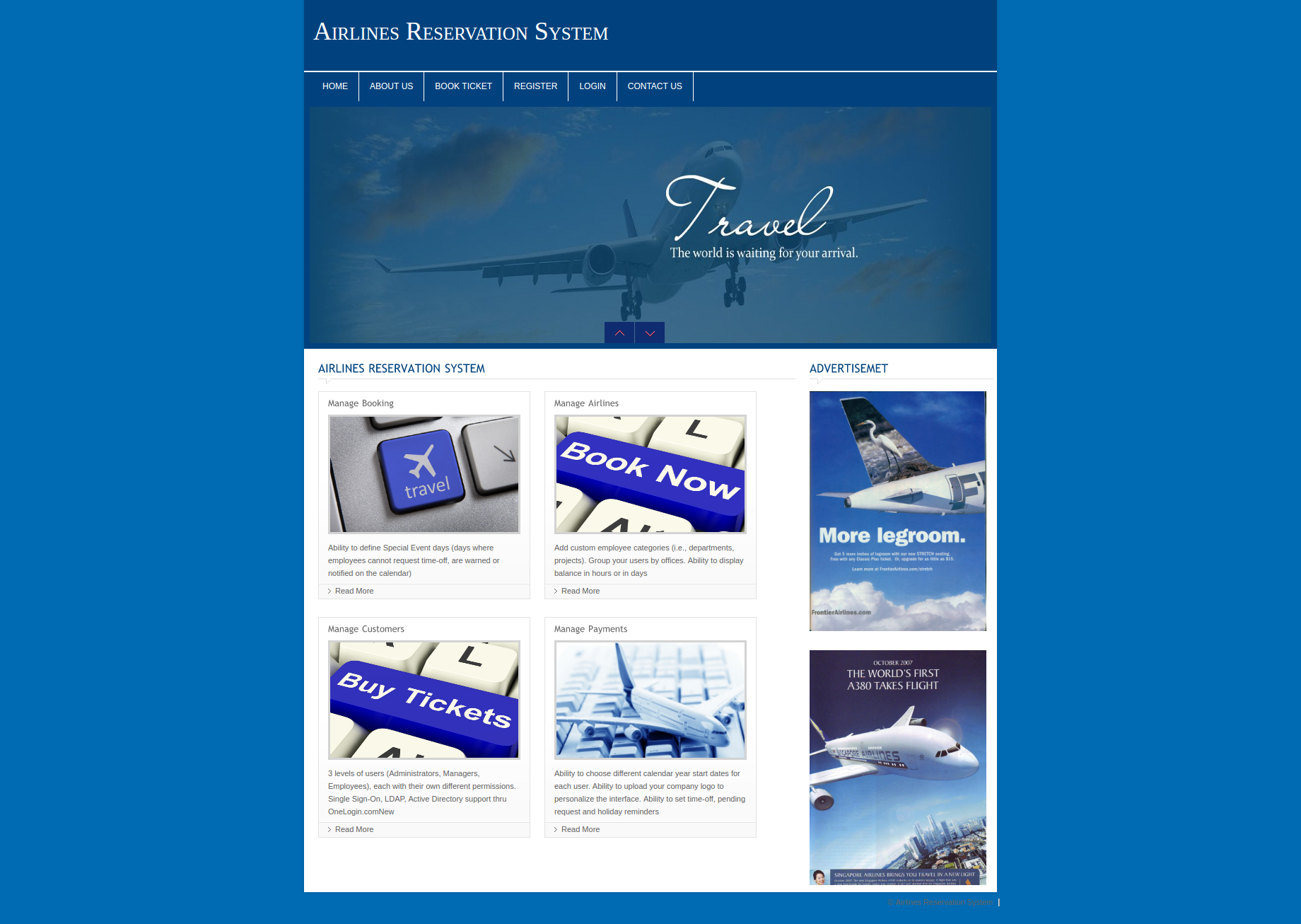 Airlines Reservation System- PHP Web Development Project