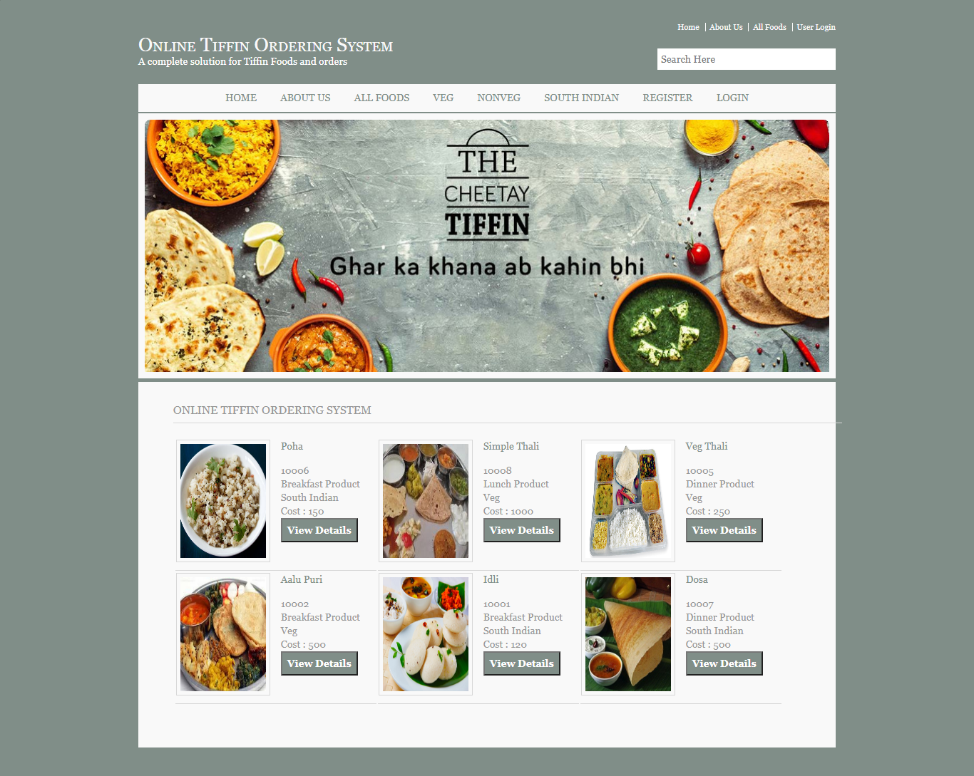 Online Tiffin Ordering System