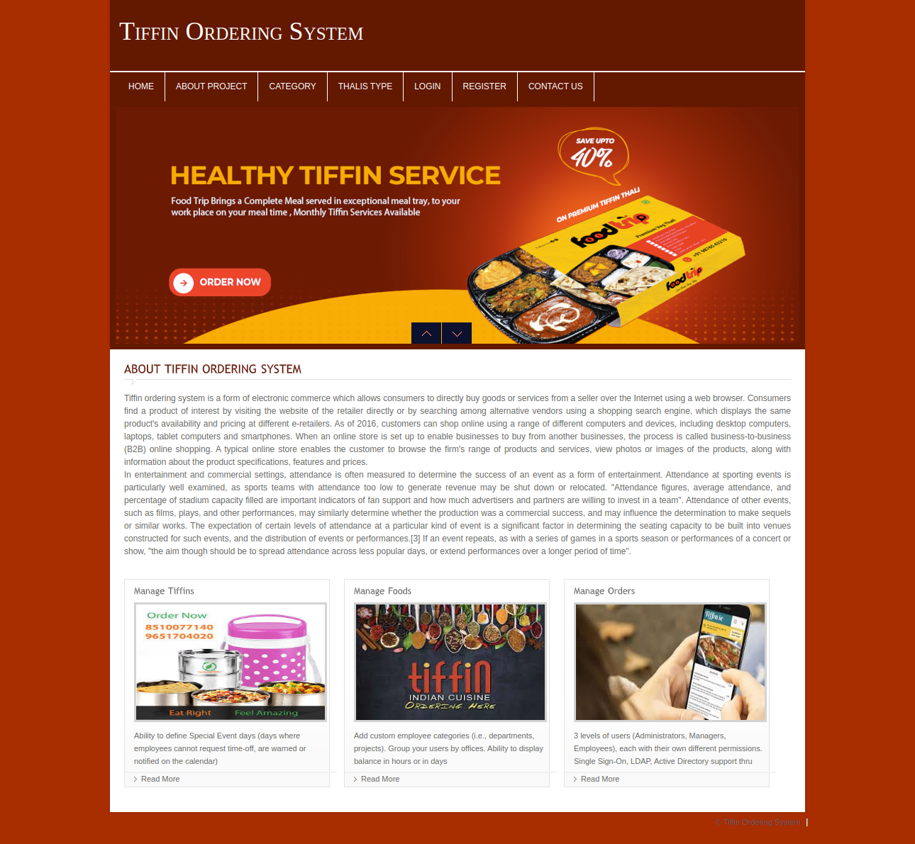 Tiffin Booking System- PHP Web Development Project