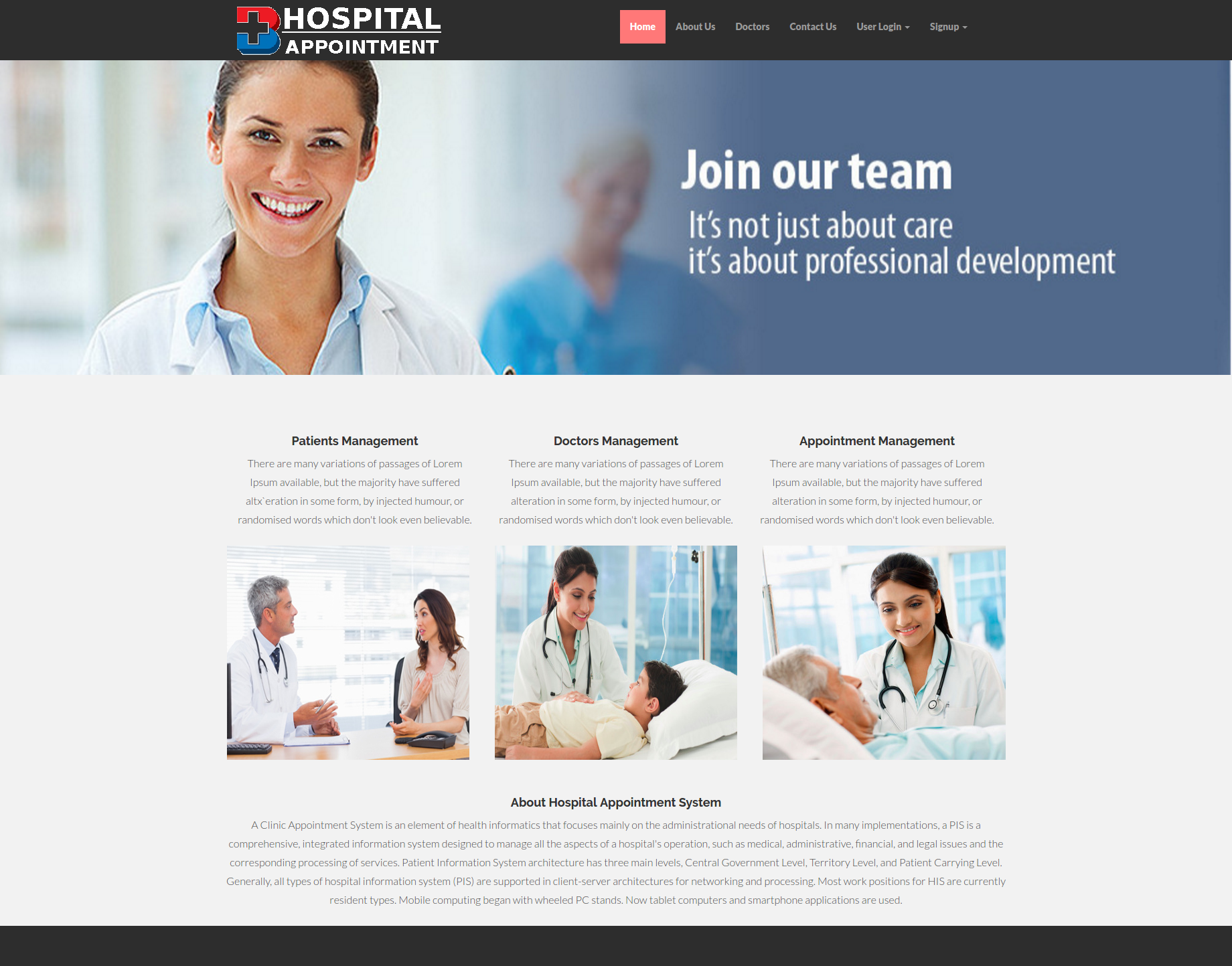 Hospital Appointment System- PHP Web Development Project