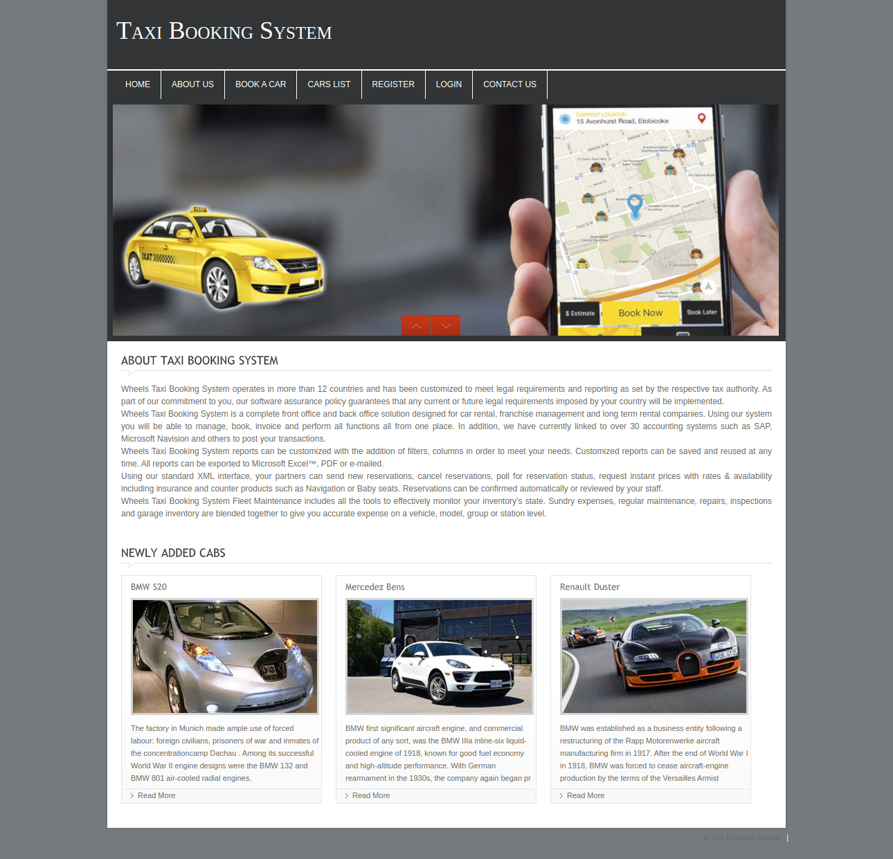 Taxi Booking System- PHP Web Development Project