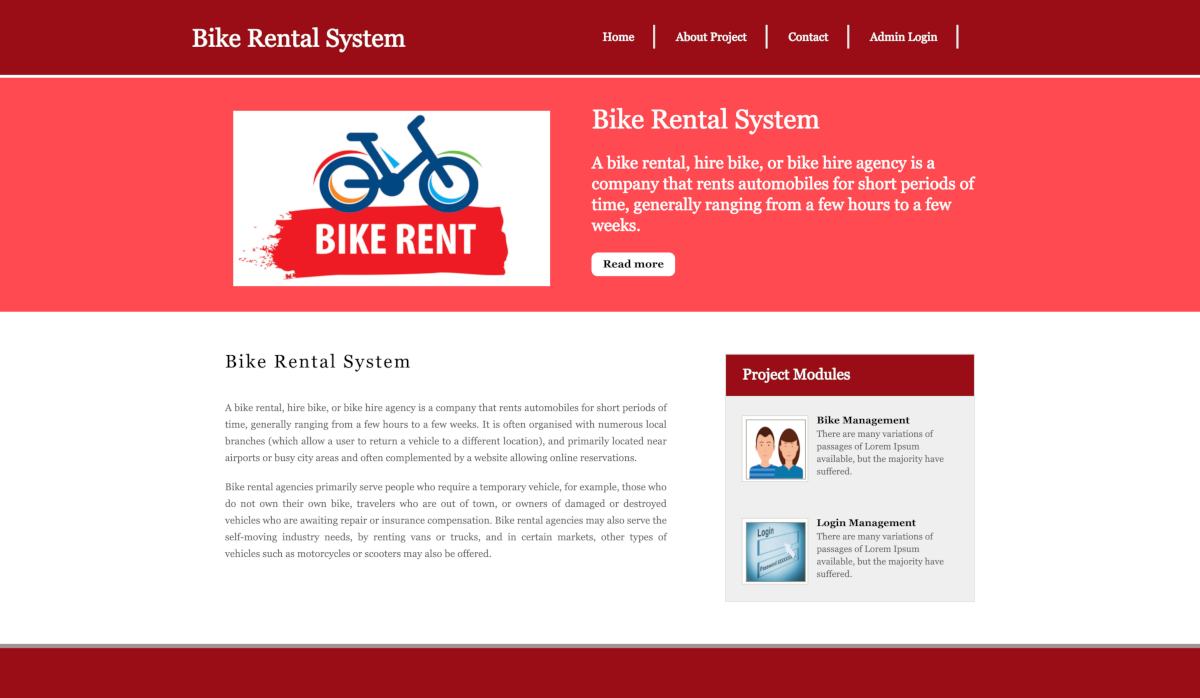 Bike Rental System- Python Django Project