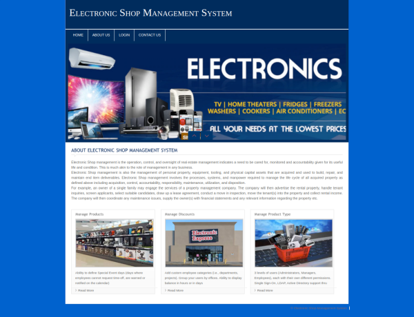 Electronic Shop Management System Report Synopsis Source Code