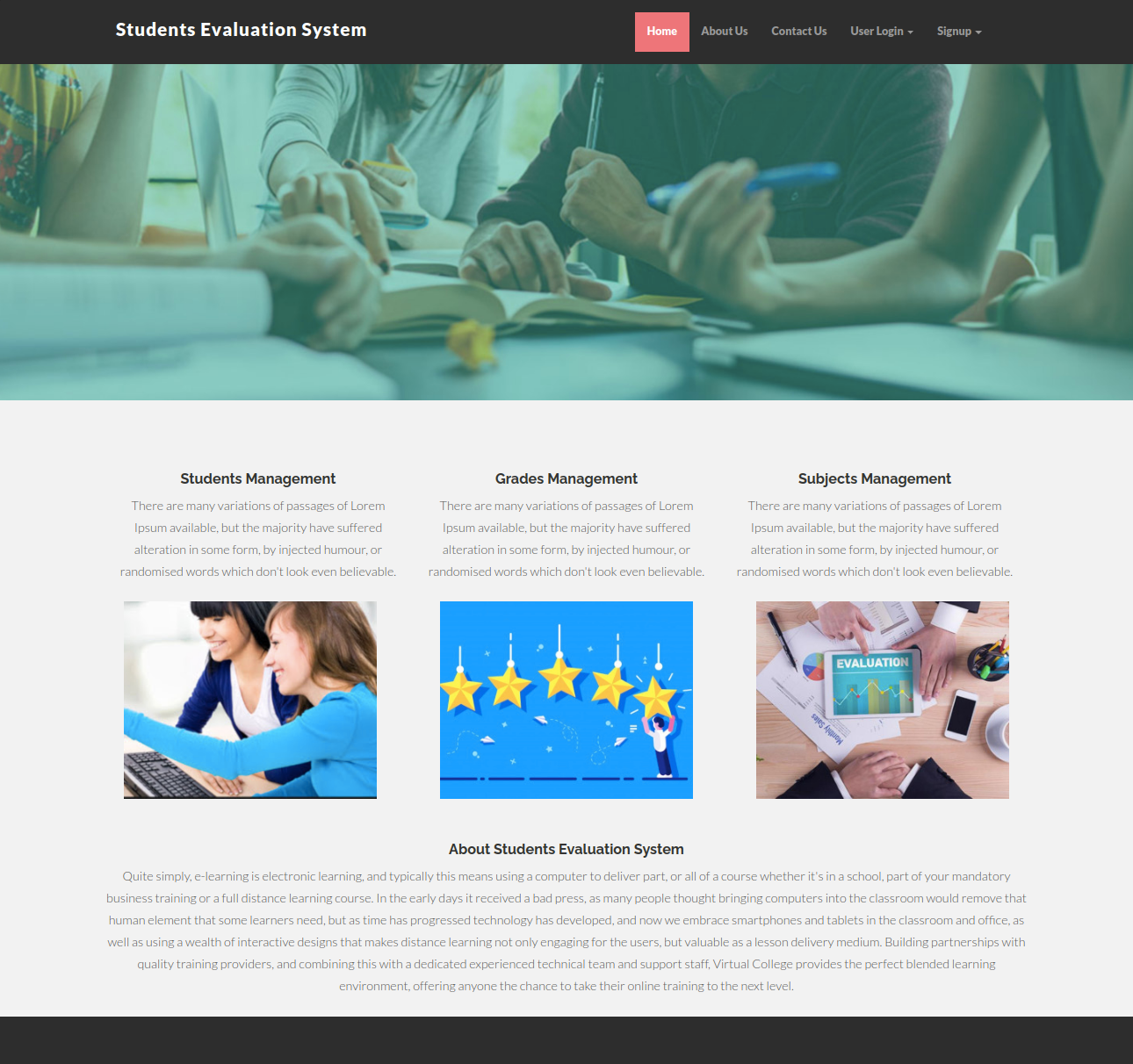 Students Evaluation System- PHP Web Development Project